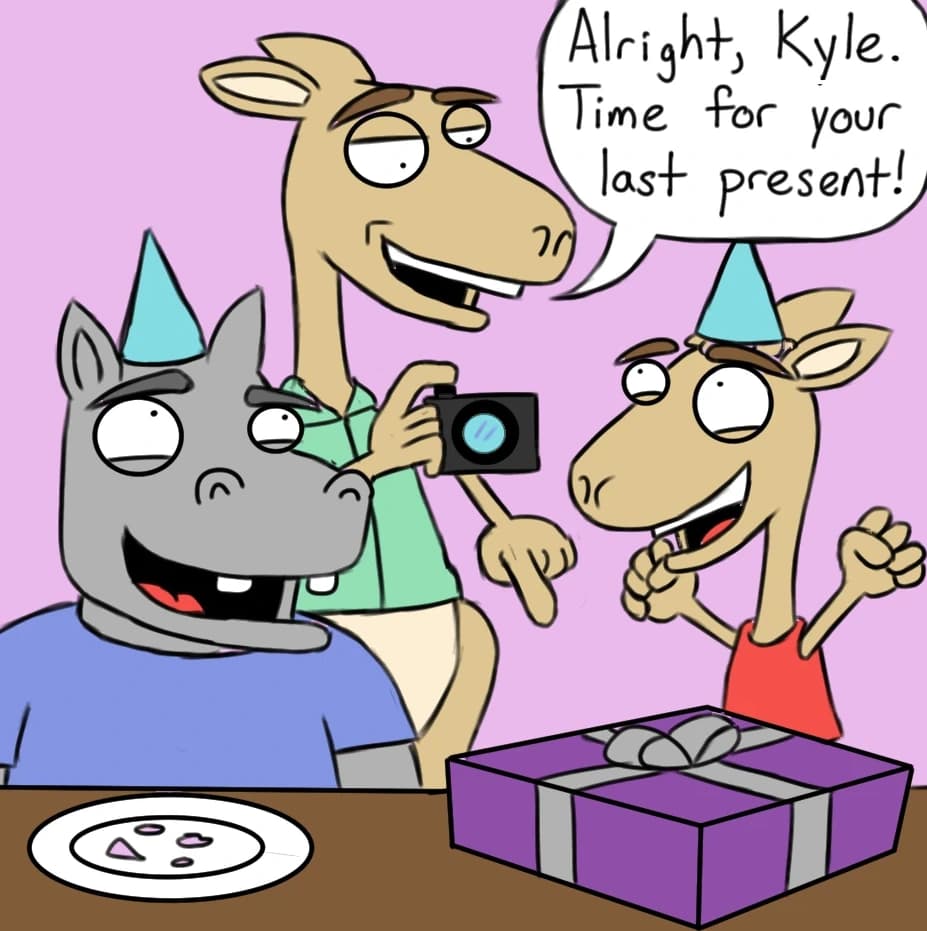 Kangaroo Present, panel 1 of 3