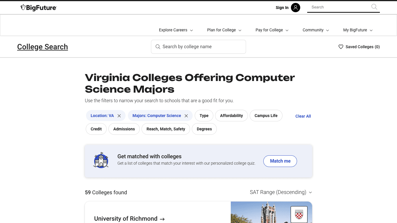 BigFuture College Search